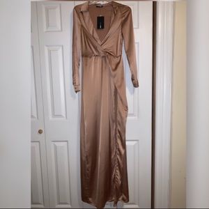 Satin high slit maxi dress